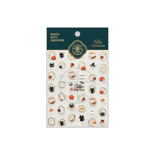 Halloween Nail Stickers - Cute Ghost Black Cat Pumpkin Design - Variation 26
