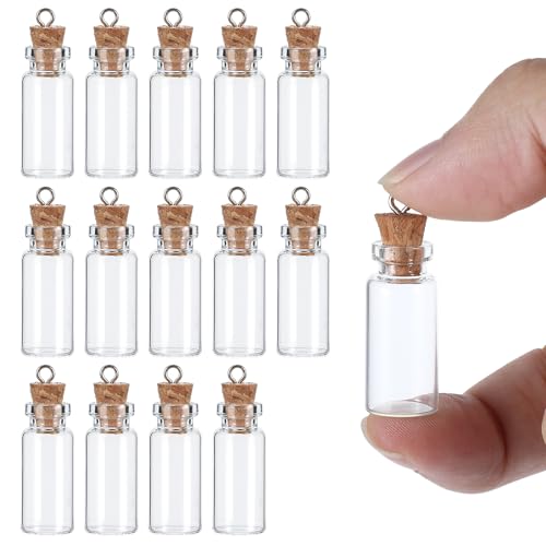15 Pcs Mini Glass Bottles with Cork - 2ml Tiny Jars for DIY Crafts & Decorations