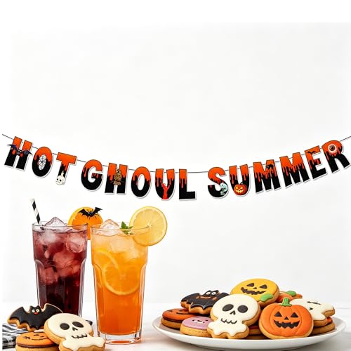 Summer Halloween Banner - Ghoul Summer Party Decor for Pool & Backyard