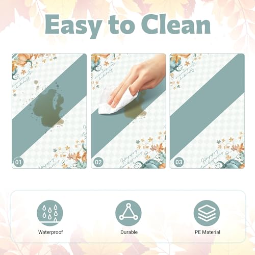 Blue Pumpkin Thanksgiving Tablecloths 3 Pack 54 x 108 Inches Disposable Plastic