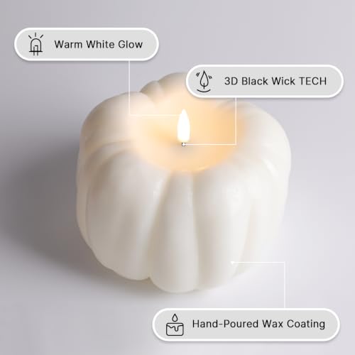 White Pumpkin Flameless Candle with Remote Control - Fall Halloween Decor
