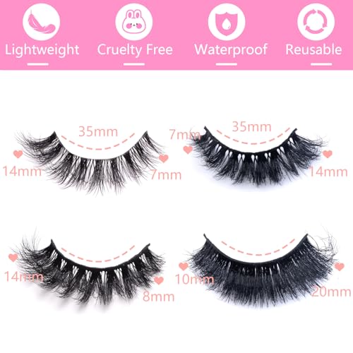 D2 Cat Eye False Eyelashes 4 Styles 20 Pairs 8D Mink Look Voluminous Lashes