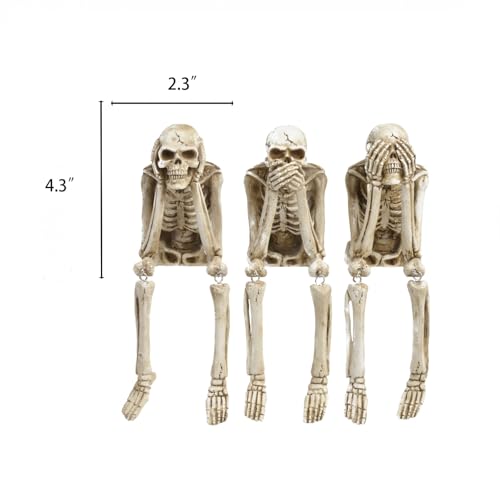 Newman House Studio No Evil Skeleton Halloween Decorations Indoor - 3 Pack