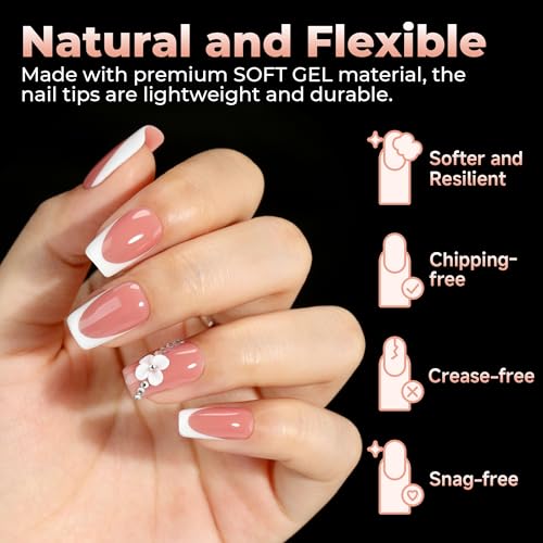 C-Short Square Nail Tips 120Pcs Pre-Buff Gel Fake Nails Matte Short Square