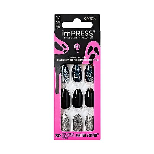Bewitching Halloween Blue Almond Press-On Manicure - Medium Length, Chip & Smudge Proof