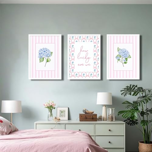 Unframed Pink and Blue Hydrangea Wall Art - 16x24in Canvas Poster - Trendy Home Decor