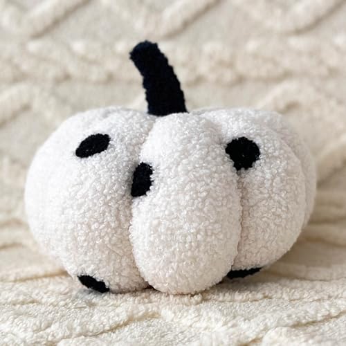 Pumpkin Plush Cushion - 14 Inch Polka Dots Halloween Fall Decor, Sofa Pillow