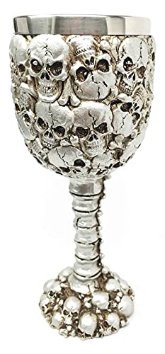 Silver Ossuary Skull Goblet - 8oz Graveyard of Lost Souls Wine Chalice