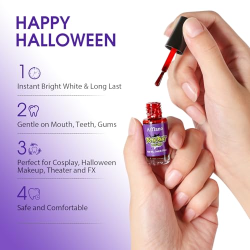 Red Tooth Paint - Temporary Blood Red FX Makeup for Halloween & Cosplay - Fast Dry & Safe - Variation: Red