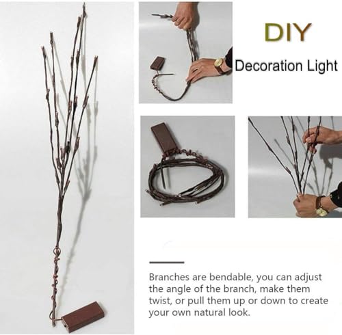 6 Pack LED Branch Light Set - White Light Battery Operated Willow Twigs, 30 Inch Decor