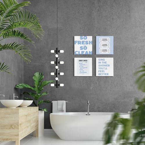Bathroom Wall Art Decor Set of 4 - So Fresh and So Clean - Black & White Variation