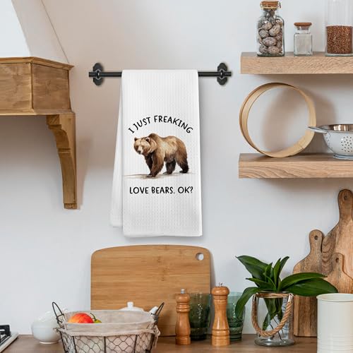 Funny Bear Kitchen Towels - Rustic Camping Bathroom & Kitchen Decor - 16x24 Inches - Bear Variation
