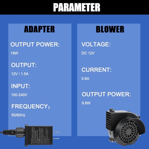 Inflatable Fan Replacement 12V 0.8A Blower with 1.5A Adapter & LED Lights - Holiday Decor