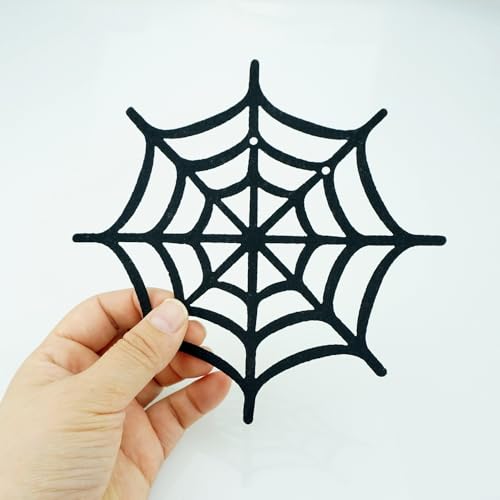 Halloween Spider Web Garland with Felt Spiders - 2 Pack Indoor Outdoor Decor