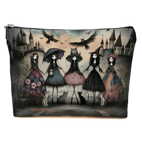 Goth Witch Makeup Bag - Multicolor Owl Cosmetic Travel Organizer