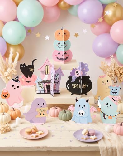Pastel Halloween Decor 9PCS Ghost Centerpieces for Party Table Decorations