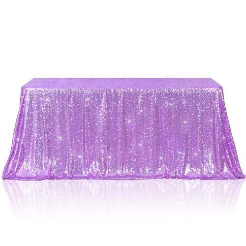 Lavender Sequin Tablecloth 50x72 Inch Rectangle Sparkly Fabric Wedding Party