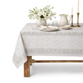 Hibiscus Grey Vine Floral Rectangle Cotton Tablecloth 72x120 Inch - Hand Block Printed for Dining & Festive Use