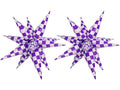 Purple Silver Checkered Star Foil Balloons Party Decorations - 24 Pack