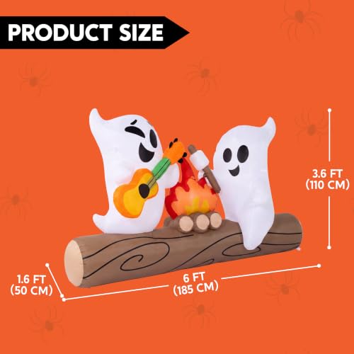 6ft Halloween Inflatable Ghost with LED Campfire Outdoor Decoration
