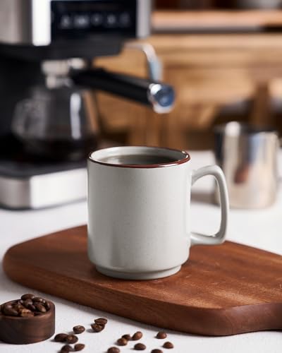 Light Gray Coffee Mug Set of 4 - 14oz Ceramic Cups for Latte Tea Milk