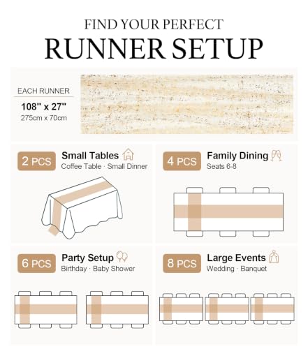 Rose Gold 6-Pack 10FT Glitter Table Runners for Weddings & Parties