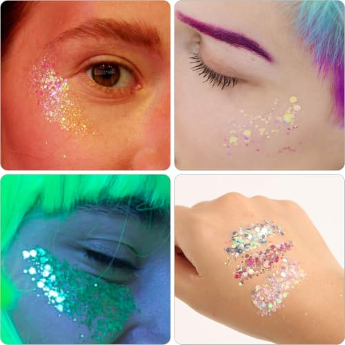 Glow Body & Face Gems with Chunky Glitter Set - Luminous Makeup Kit