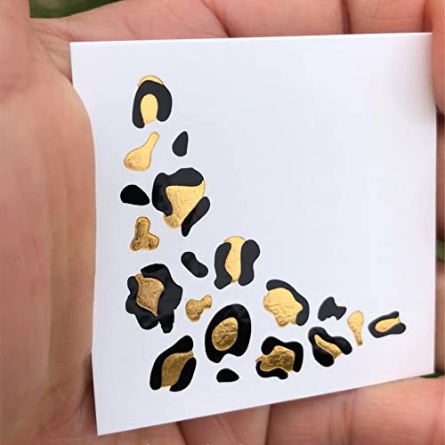 Gold & Black Leopard Print Metallic Under Eye Temporary Tattoos - 48 Pack - Cheerleading & Spirit Events