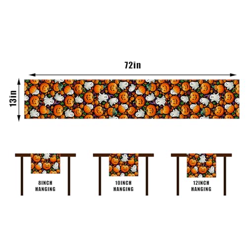 Halloween Table Runner Ghost Pumpkin Decorations for Home Decor, 13x72 Inches