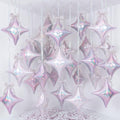 Iridescent Star Balloons Set - 30 Large 26 Inch Foil Balloons with Ribbons & Bows