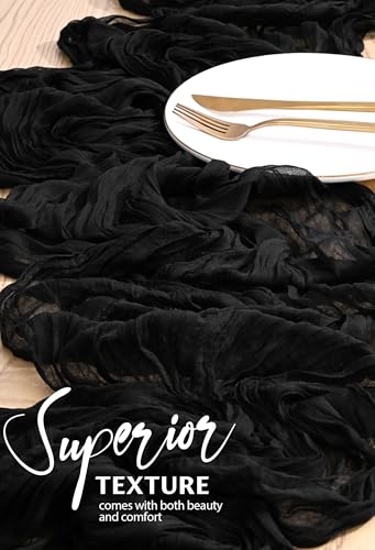 Black Cheesecloth Table Runner Set - 10 Pack, 10ft Wedding & Event Decor