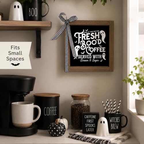 Halloween Coffee Bar Decor Sign Freshly Booed Coffee - Black 2