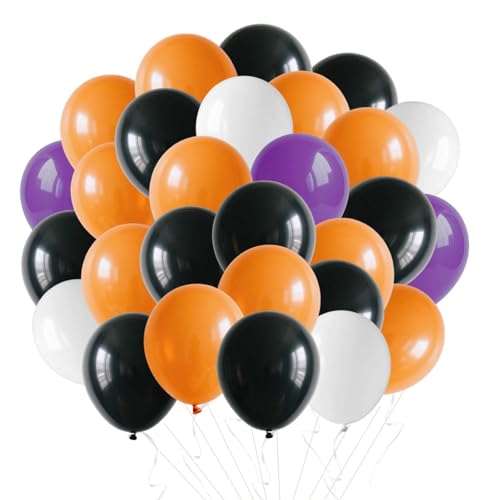 Halloween Balloons Set - 110 Black and Orange Party Balloons - Orange Variation