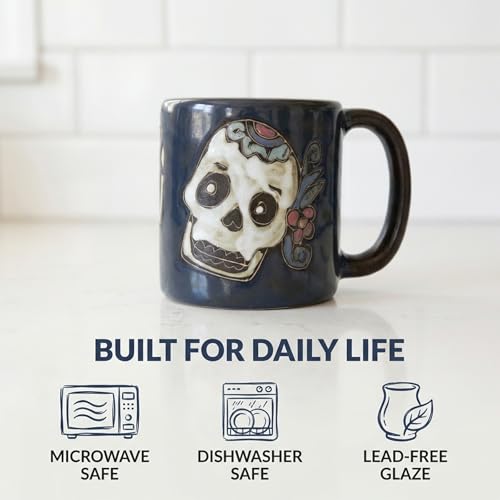 16oz Handcrafted Day of the Dead Sugar Skull Mug - Ceramic Coffee Cup
