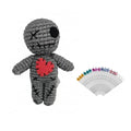 Grey Voodoo Doll with 18 Pins Stress Relief Creepy Plush Toy Halloween Decoration