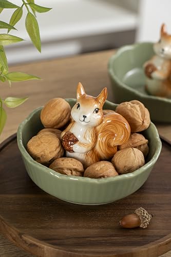 Cute Green Squirrel Ceramic Candy Bowl - Animal Snack Dish for Kitchen Decor