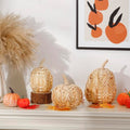 3pcs Fall Pumpkin Decor Set - Woven Rattan Artificial Pumpkins for Thanksgiving & Halloween