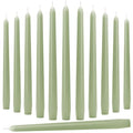 12-Pack Sage Green Taper Candles - 10 Inch Dripless Unscented Long Burn Time
