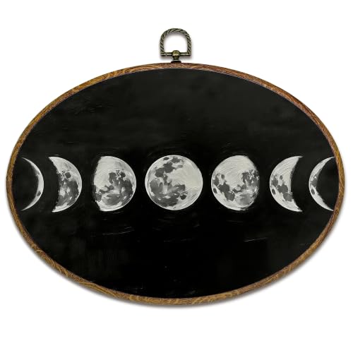 Moon Phase Oval Wall Art Decor - Celestial Canvas Artwork for Home & Bedroom