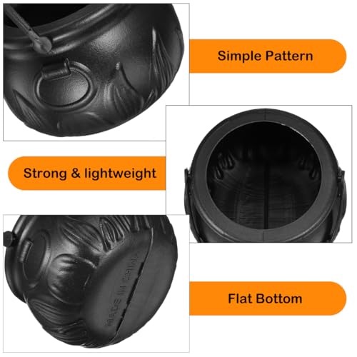 Halloween Cauldron Candy Holder Set - Mini Plastic Witch Kettles for Party Decoration