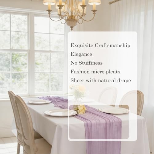 Lilac Purple Cheesecloth Table Runner 21x120 Inches 3 Pack - Elegant Wedding & Party Decor