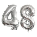 48 Inch Silver Number Balloon Set for 48th Birthday and Celebration Decorations