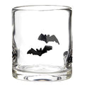 Halloween Bat Icon Double Old Fashioned Cocktail Glass - 16oz, Handblown, Spooky Party Drinkware - Bats Variation