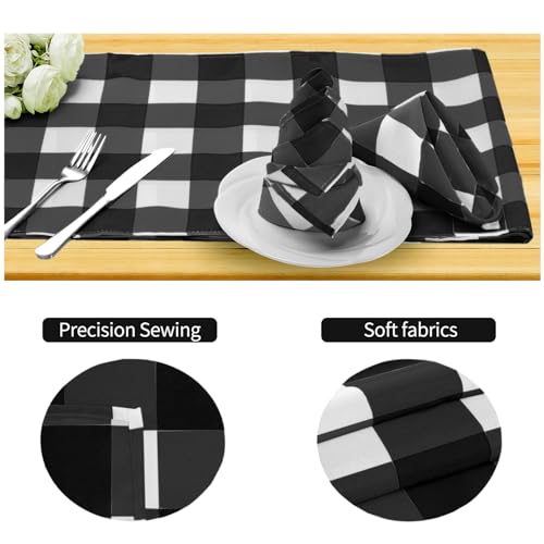 Buffalo Plaid Cloth Napkins Set of 100 - 17x17 Inch Waterproof Gingham Style Black White
