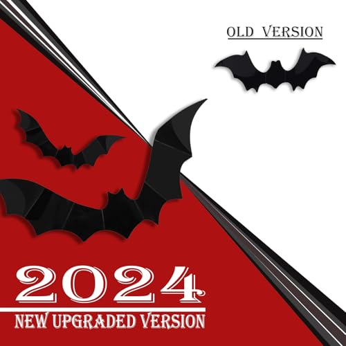 120Pcs Halloween Bat Wall Decor Stickers - 3D Waterproof Spooky Party Supplies