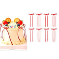 BAISUYANG 20 Pcs Long Slender Bow Cake Toppers - Red Wedding & Party Decor