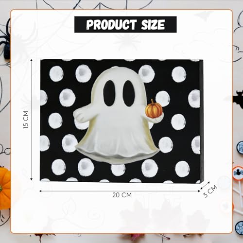 Halloween Wooden Table Decor Ghost Faux Books Indoor Home Office Shelf Accent