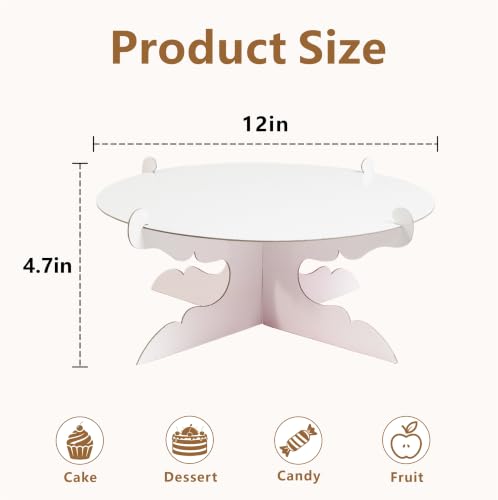 Everforyou 12-Inch White Cardboard Cake Stand for Parties - 2 Pack - Variation 2
