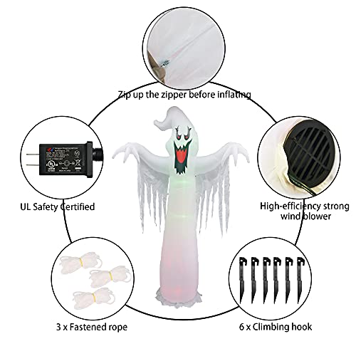 9 FT Halloween Inflatable Ghost with LED Lights Outdoor Yard Decoration