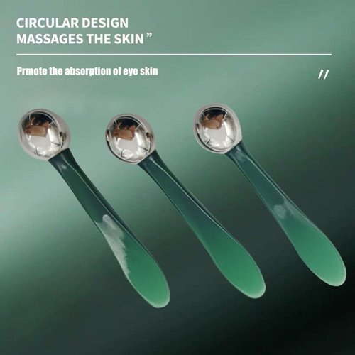 Marfort 2 in 1 Roller Eyes Cream Applicator Wand and T-Shape Massager Tool for Facial Massage, Reduce Puffiness (Green-1)